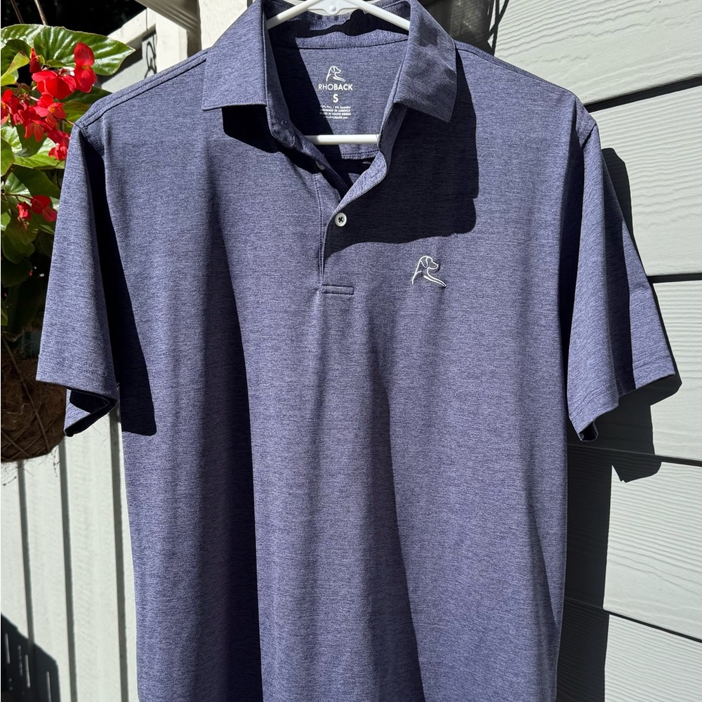 Rhoback men’s short sleeve performance polo (color Heather).